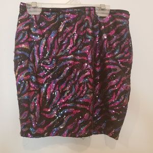 Lily White Multicolor Sequins Mini Skirt